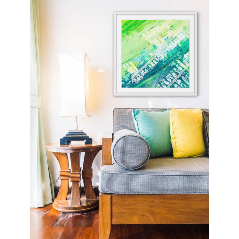 Green and Blue Nautical Framed Canvas Print, 12" x 12"