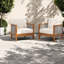 Chaises longues modernes en teck et beige, bois d'acacia avec coussins pour porche et jardin