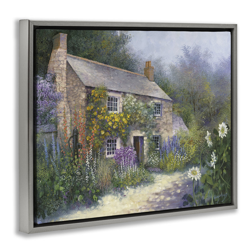 «Gardener's Cottage View», art mural encadré flottant par Hilary Mayes, H 25 po x l 31 po, Cadre flottant gris lustré