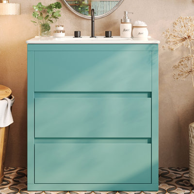 Meuble-lavabo en bois 30 po avec lavabo en céramique