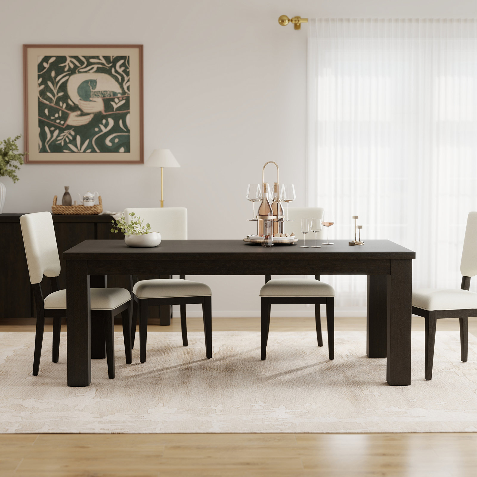 Dutton 78" Oak Dining Table, Cracked Espresso