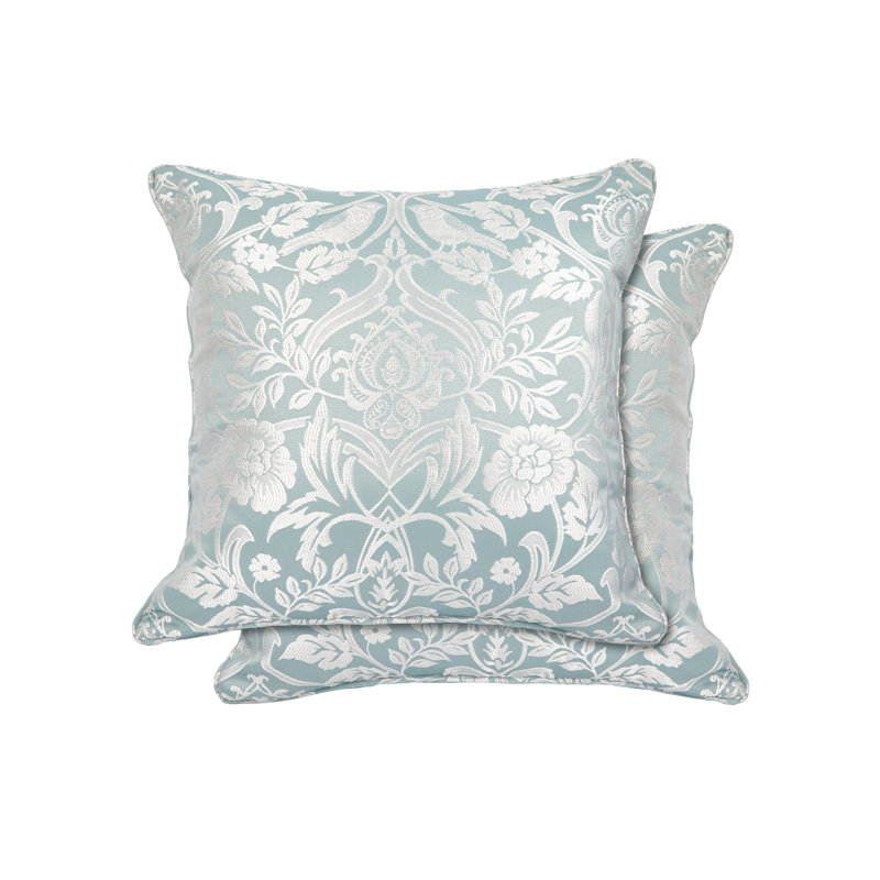 Eden Floral Square Throw Pillow Cover, Duck Egg