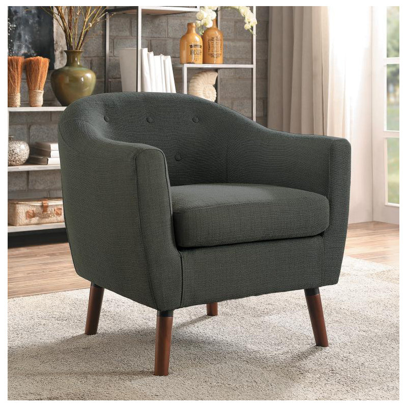 Bradyn Upholstered Barrel Chair, Gray