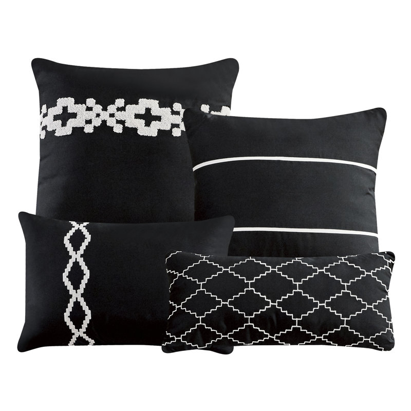 Ensemble d'édredon 7 pièces Myisha Luxury, Édredon de grande taille et 6 pièces supplément