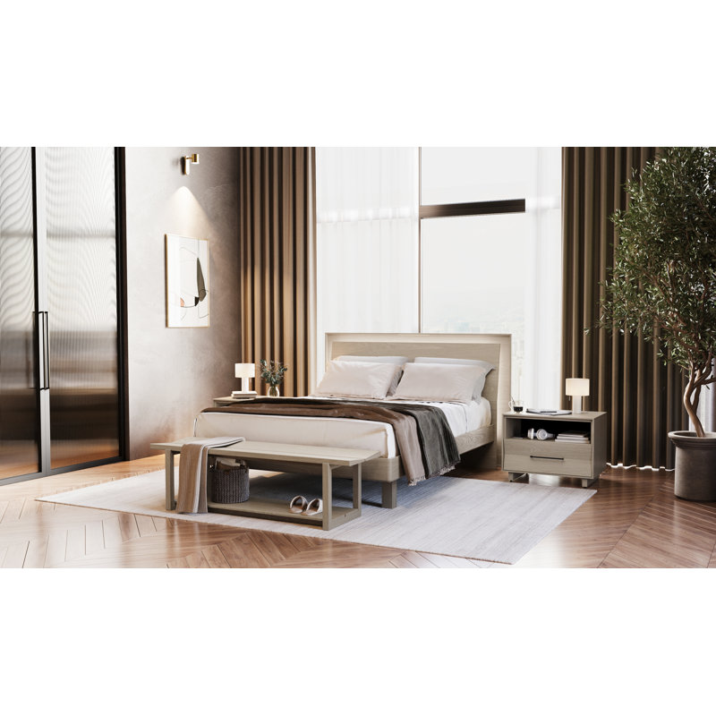 KAVA Solid Wood Bench, Washed Oak