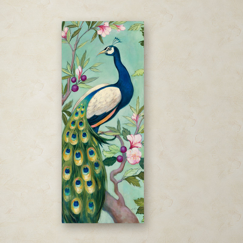 « pretty peacock ii », reproduction sur toile tendue, H 32 po x l 14 po