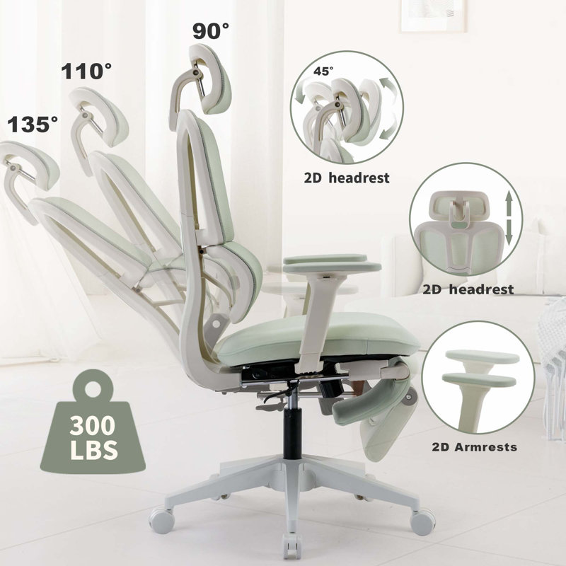 Fauteuil de bureau ergonomique Ouida, Blanc, Vert