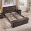 Farmhouse Queen Bed With 64" Tall Storage Headboard With 4 Drawers And Storage Bench，rustic Wood Platform Bed Frame-527895436-534278736