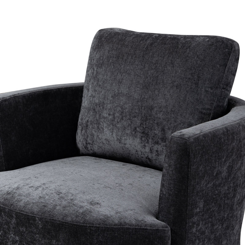 Ottelia 32'' Wide Slipcovered Swivel Barrel Chair, Black Chenille