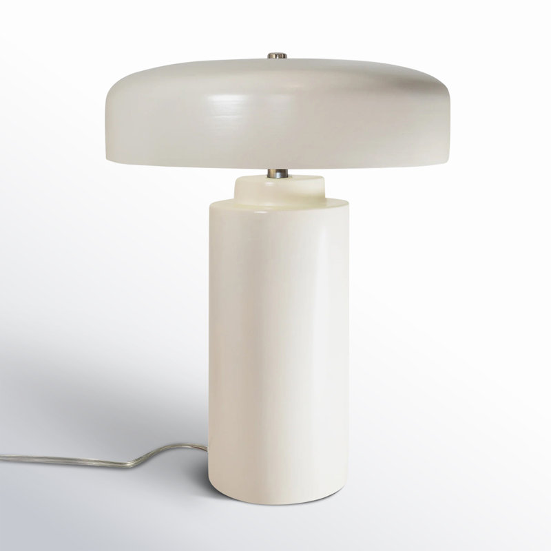 Hardacre Ceramic Table Lamp, Matte White/Champagne Gold