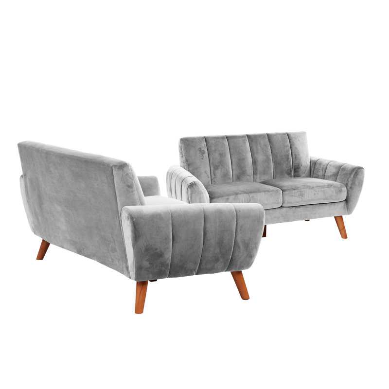 - 2 pièces en velours gris, structure en bois froid, H 60 po x 35 po 33 po, couleur 82 po,