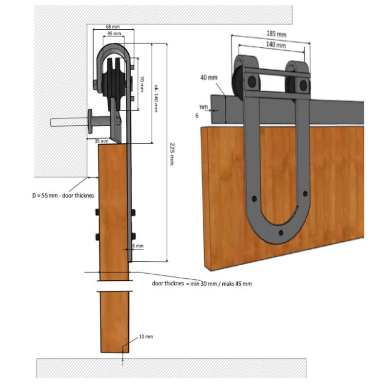 Aviara Double Door Barn Door Hardware Kit