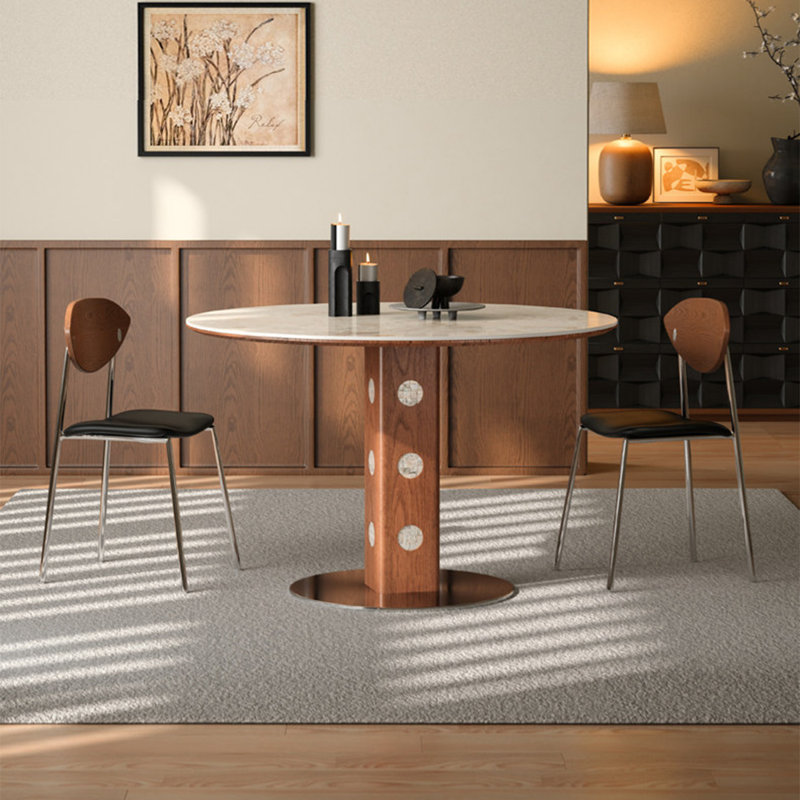 Table ronde en bois massif Rock Board, H 29,92 po x l 43,31 po x P 43,31 po