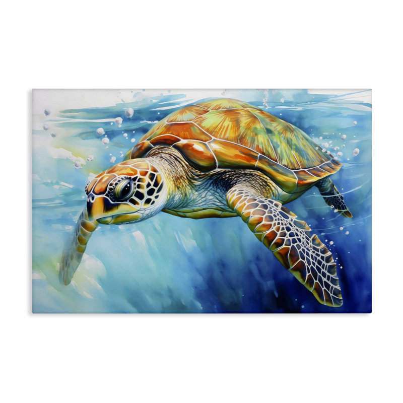«Graceful Swimmer Tortoise», art mural par LSR Creative Studio, H 20 po x l 30 po