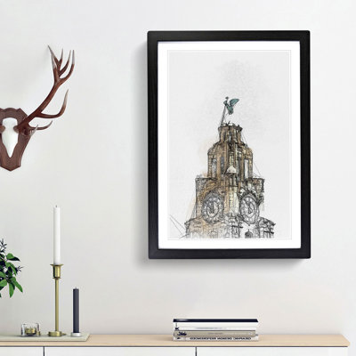 The Liver Building Liverpool in Abstract - Framed Print