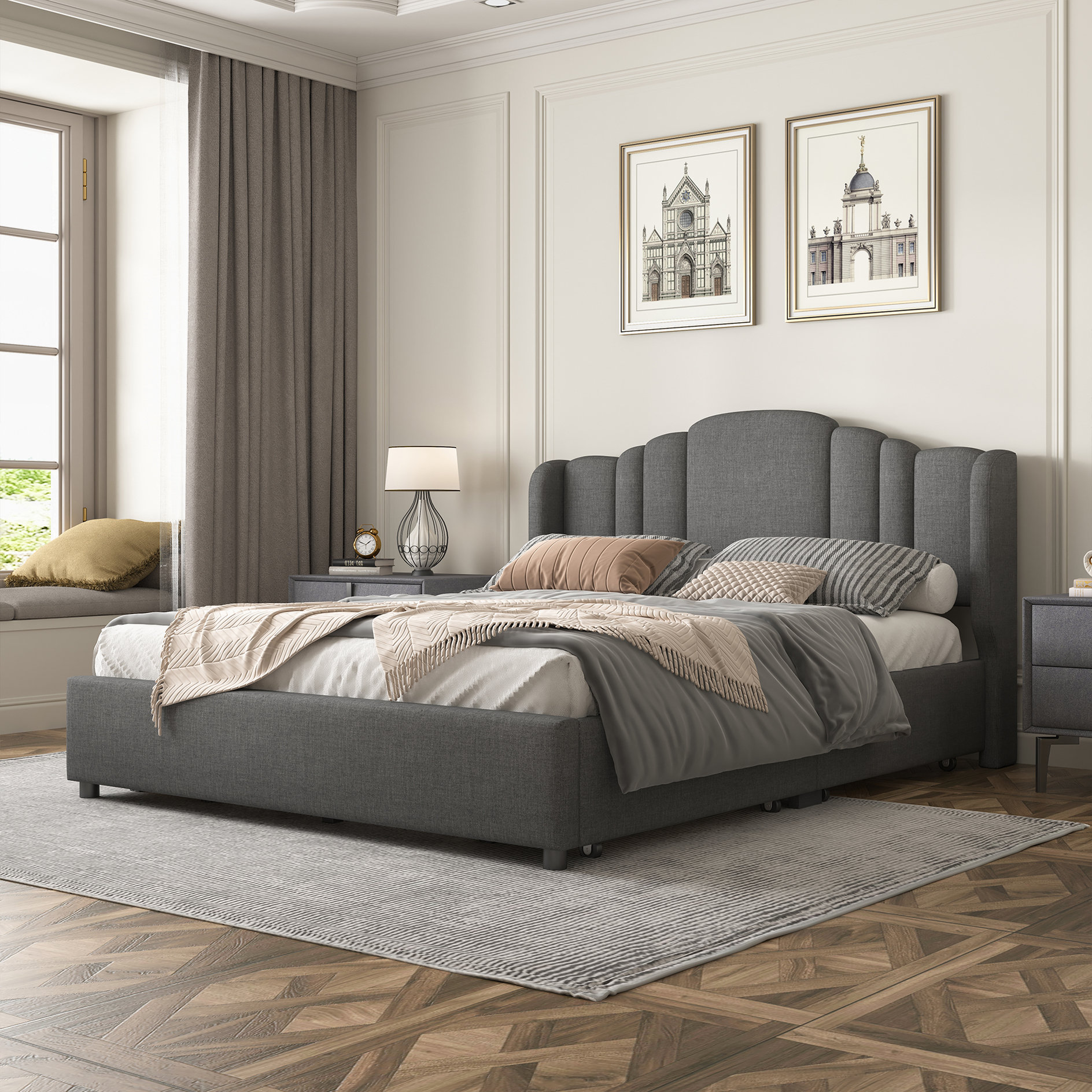 Limpho Upholstered Storage Bed Latitude Run Color: Gray