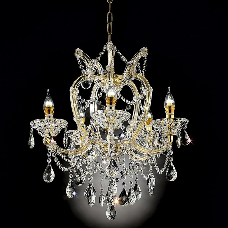 22"In Bella Petite Gold Crystal 5-Led Light Chandelier