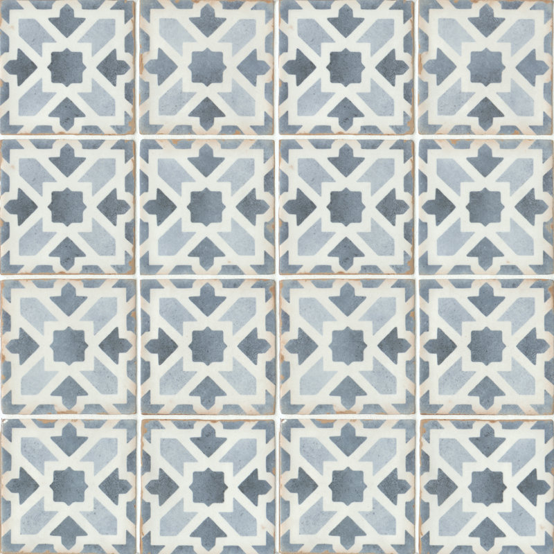 Casablanca 5" x 5" Ceramic Patterned Floor Use Tile, Gaza