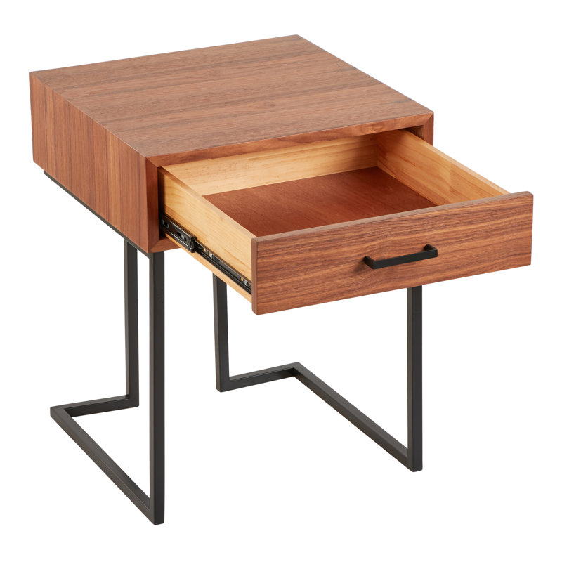 Hielm Sled End Table, Walnut/Black