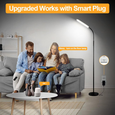 18W 1800LM Super Bright LED Floor Lamp With Remote, Dimmable, Smart Plug Compatible, 360° Adjustable Gooseneck, Eye-Caring Design For Living Room, Bedroom, Office