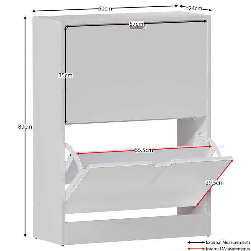 12 Pair Shoe Storage Cabinet, White