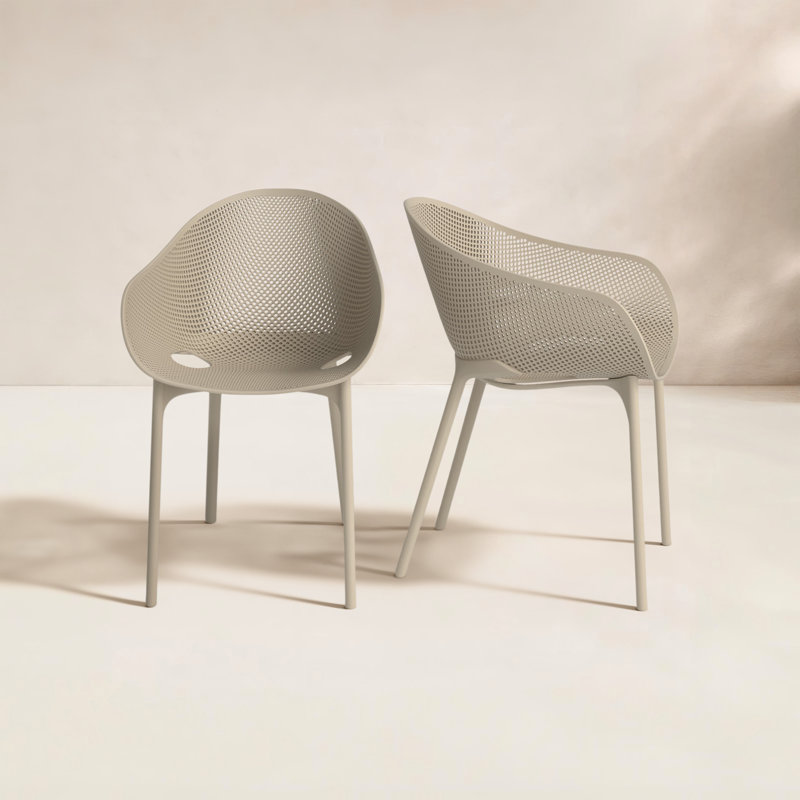 Farrah Stacking Patio Dining Armchair, Taupe