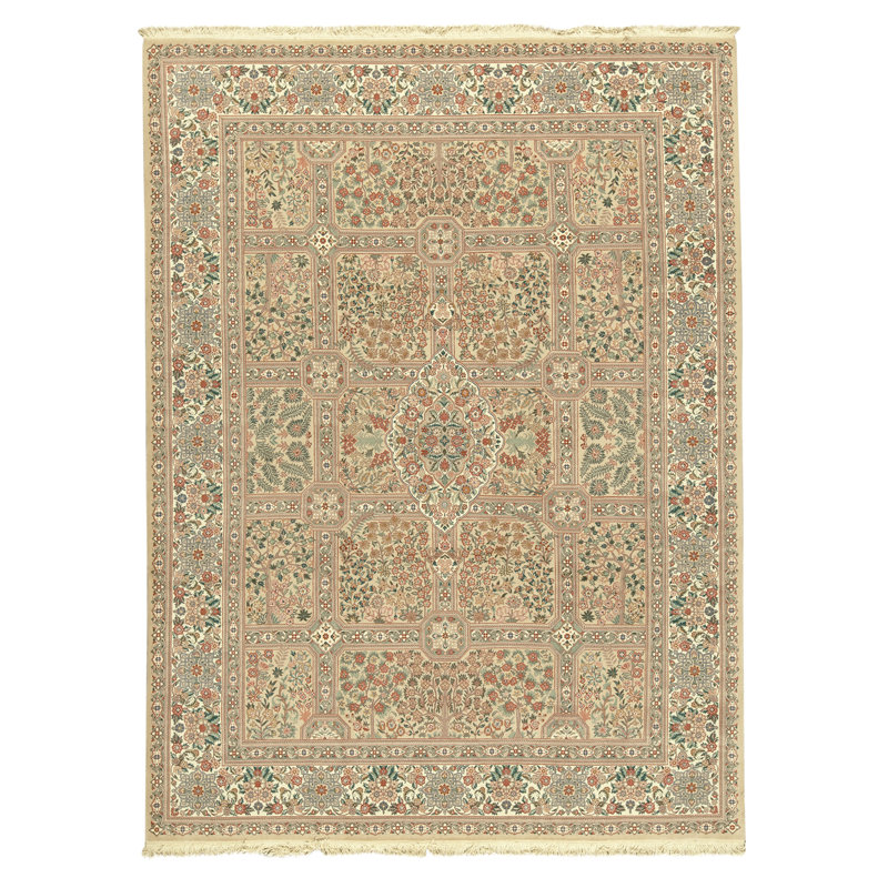 Tapis beige et ivoire noué à la main de haute qualité