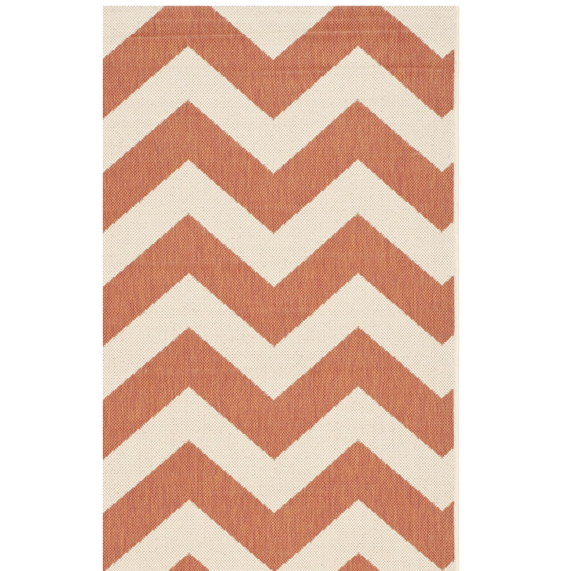 Tapis intérieur / extérieur en coton vert / beige Arneshia, Rectangle 2 pi 7 po x 5 pi