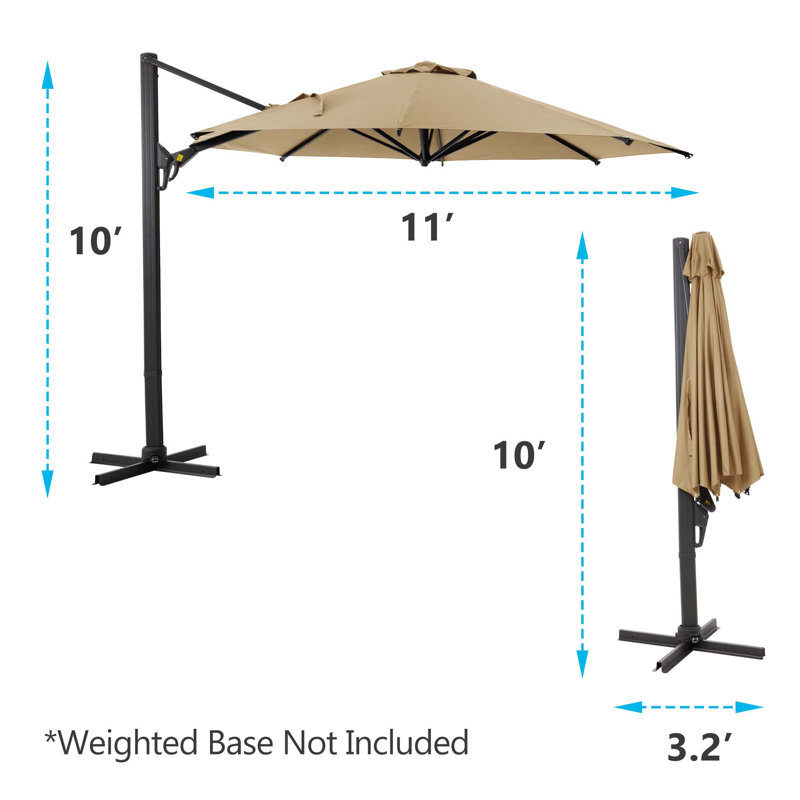 Parasol d'extérieur polyvalent avec caractéristiques avancées pour un ombrage et une durabilité optimaux, Kaki