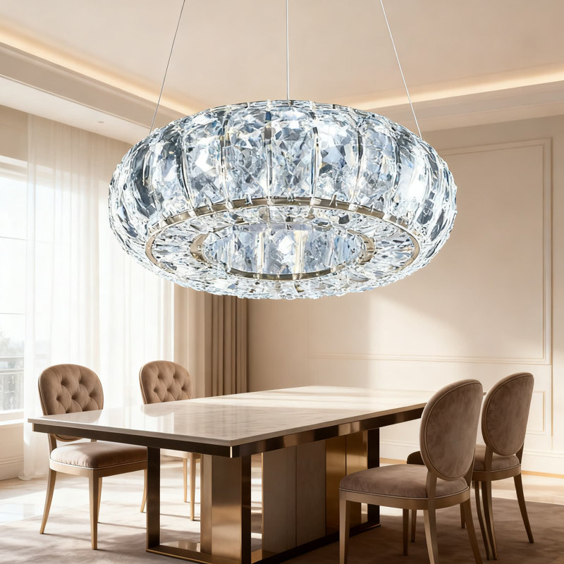 Lustre moderne en cristal avec lumières DEL à intensité variable, température de couleur et luminosité réglables pour le salon, la salle à manger et le plafond de la chambre à coucher