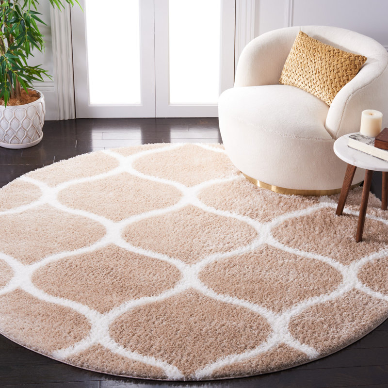 Tahoe Shag Performance Geometric Rug, Round 6'7"