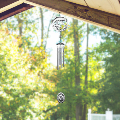 28" Long Pewter Dolphin Wind Chime Marine Life  Unique Gifts