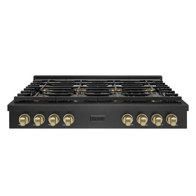 ZLINE Autograph 48 in. Paramount DuoPro Gas Rangetop in Black Satin Steel and Bronze Accents
