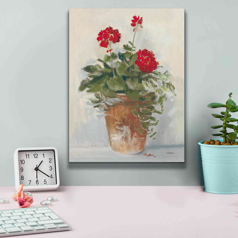 «Aanchal Pottot Geraniums II Light on Canvas» par Carol Rowan, reproduction, H 16 po x l 12 po x P 0,75 po