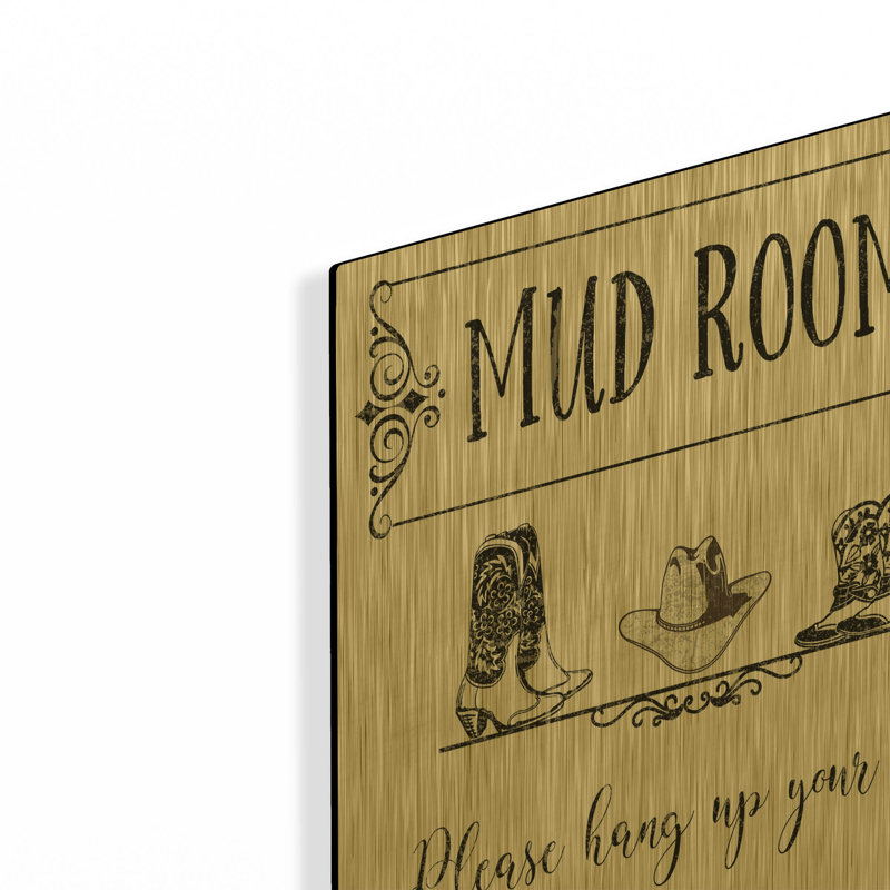 «Mud Room E» par Jean Plout, art mural en métal doré, 16 po x 24 po, 16"x24"