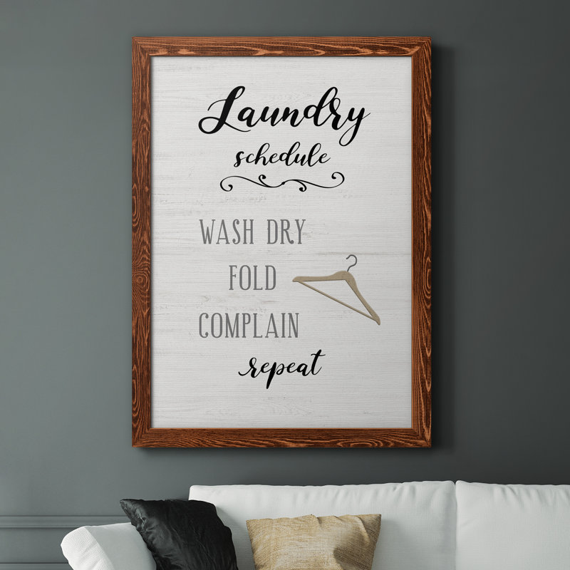 " Laundry Complain ", 37.5" H x 27.5" W x 1.5" D, Maple Framed
