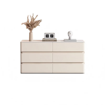47.24"Modern Minimalist Cream Style 6-Drawer Chest with Sintered Stone Top