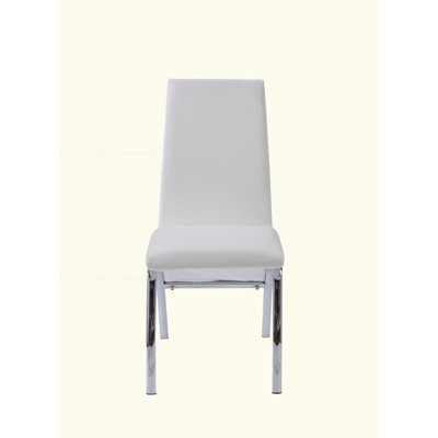 Pervis White Synthetic Leather & Chrome Finish Side Chair (Set Of 2)