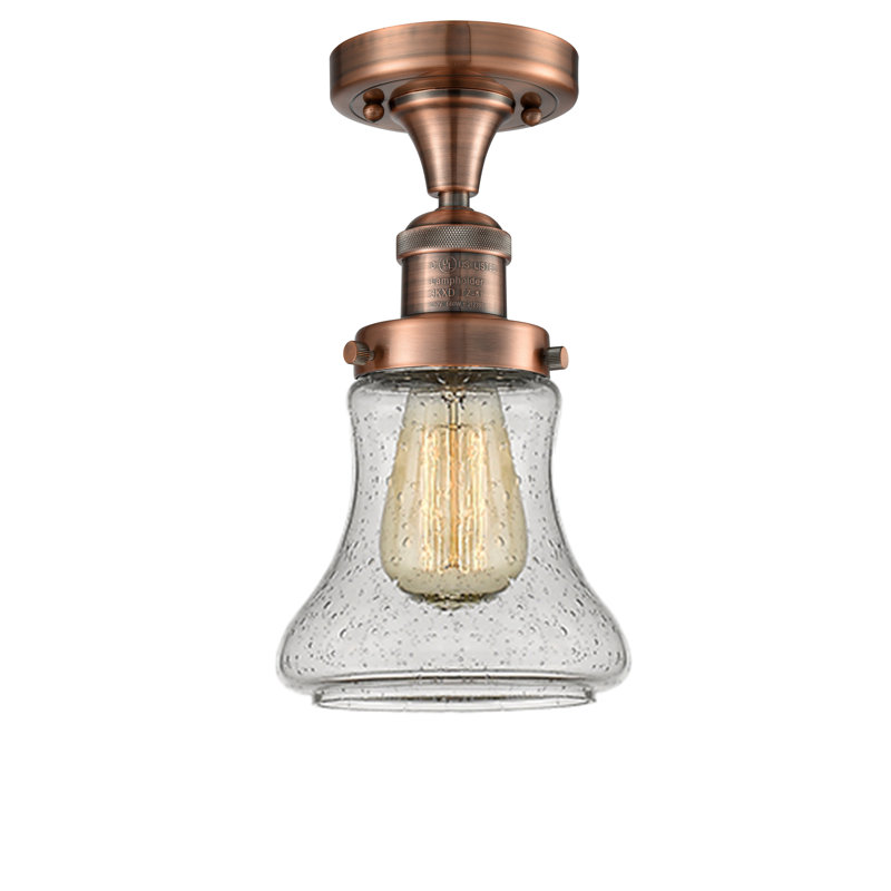 Plafonnier semi-encastré à 1 lumière Edda, Ampoule DEL 6 watts Vinage, Grainé, Cuivre antique