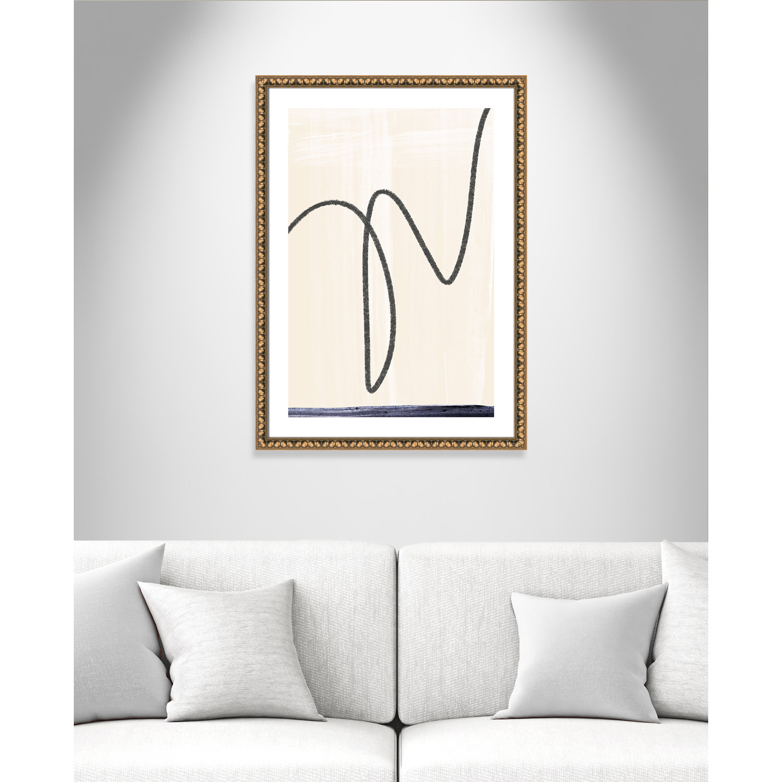 Tigerlily "Departured I" Painting, Gold Bead Framed Paper, 36.5" H x 26.5" W x 1.13" D