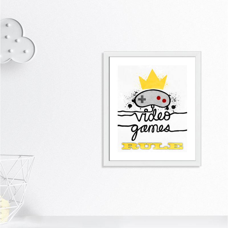 Impression de papier règle de jeux vidéo, H 24,5 po x l 20,5 po x P 0,63 po, Cadre blanc