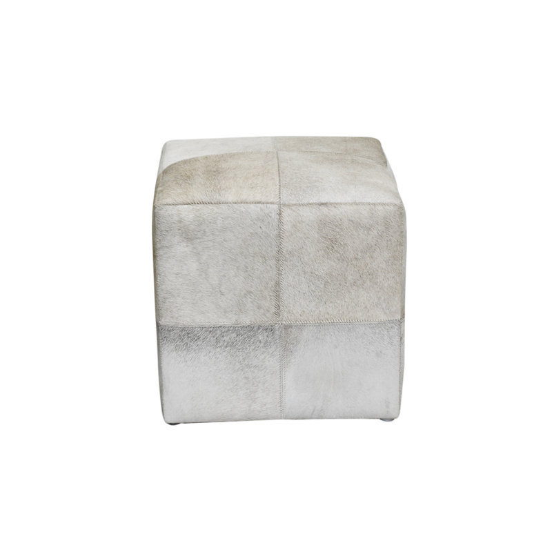 Repose-pieds cubique en peau de vache naturelle