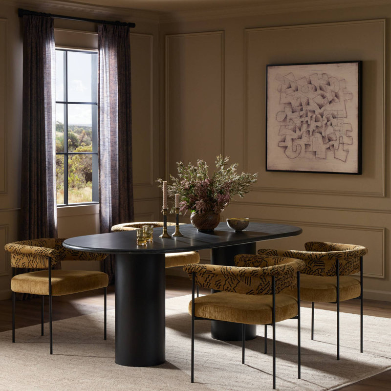 Belle Oval Marble Dining Table, Black Marble