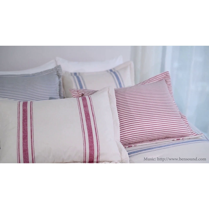 Blue and Cream Cotton Reversible Duvet Cover Set, King
