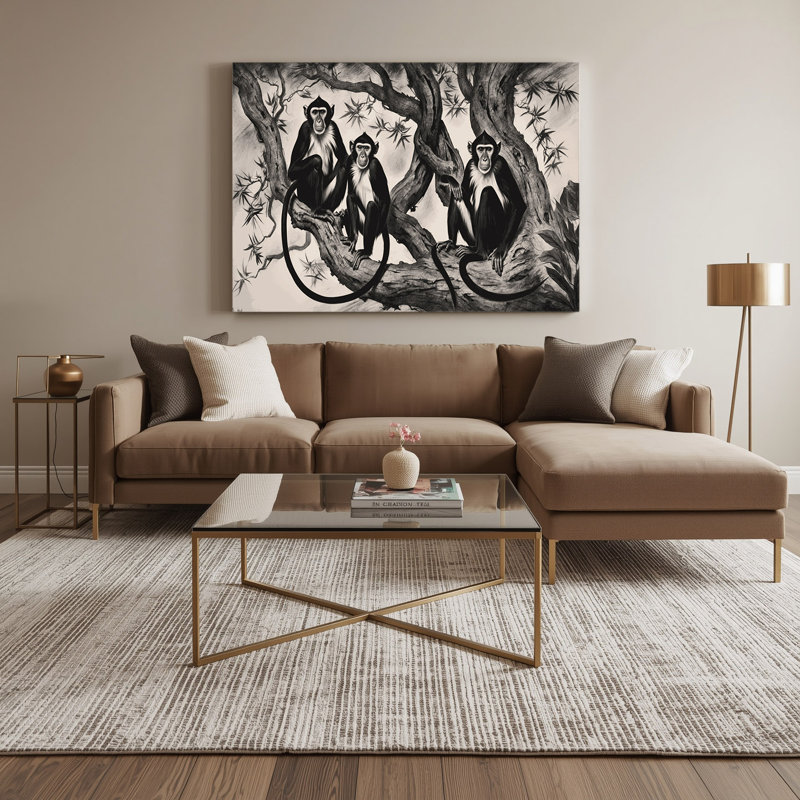 Faune, art mural sur toile gris et noir, H 8 po x l 10 po
