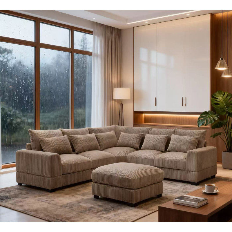 Laguna Modular Corduroy Sectional, Brown Corduroy