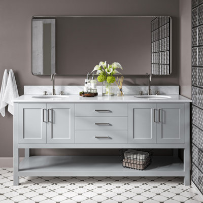 Ensemble de meuble-lavabo double gris Alemanno Akwasi