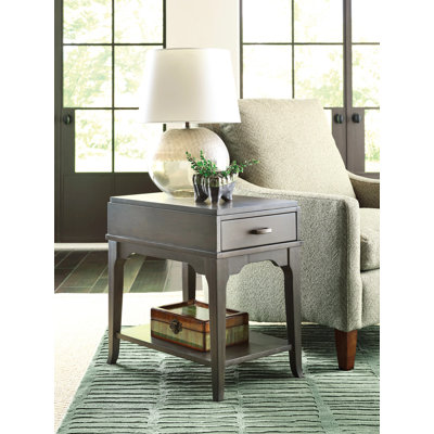 RECTANGULAR DRAWER CHAIRSIDE TABLE-CHARCOAL