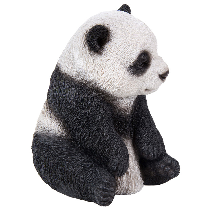 Small Black and White Polyresin Sitting Panda Statue