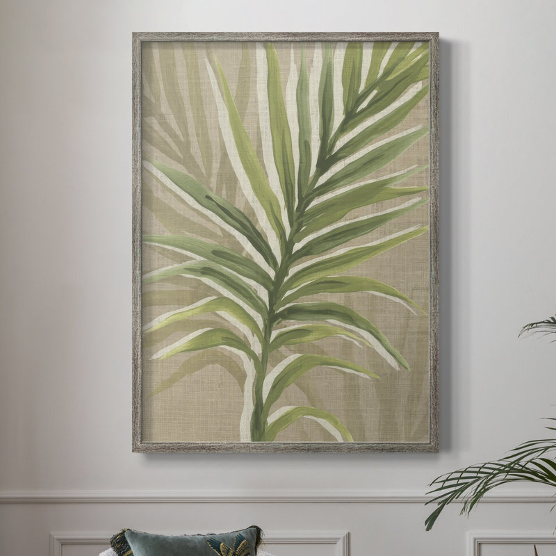 Impression sur toile de jute Palm Frond I - bois massif, H 11 po x l 9 po